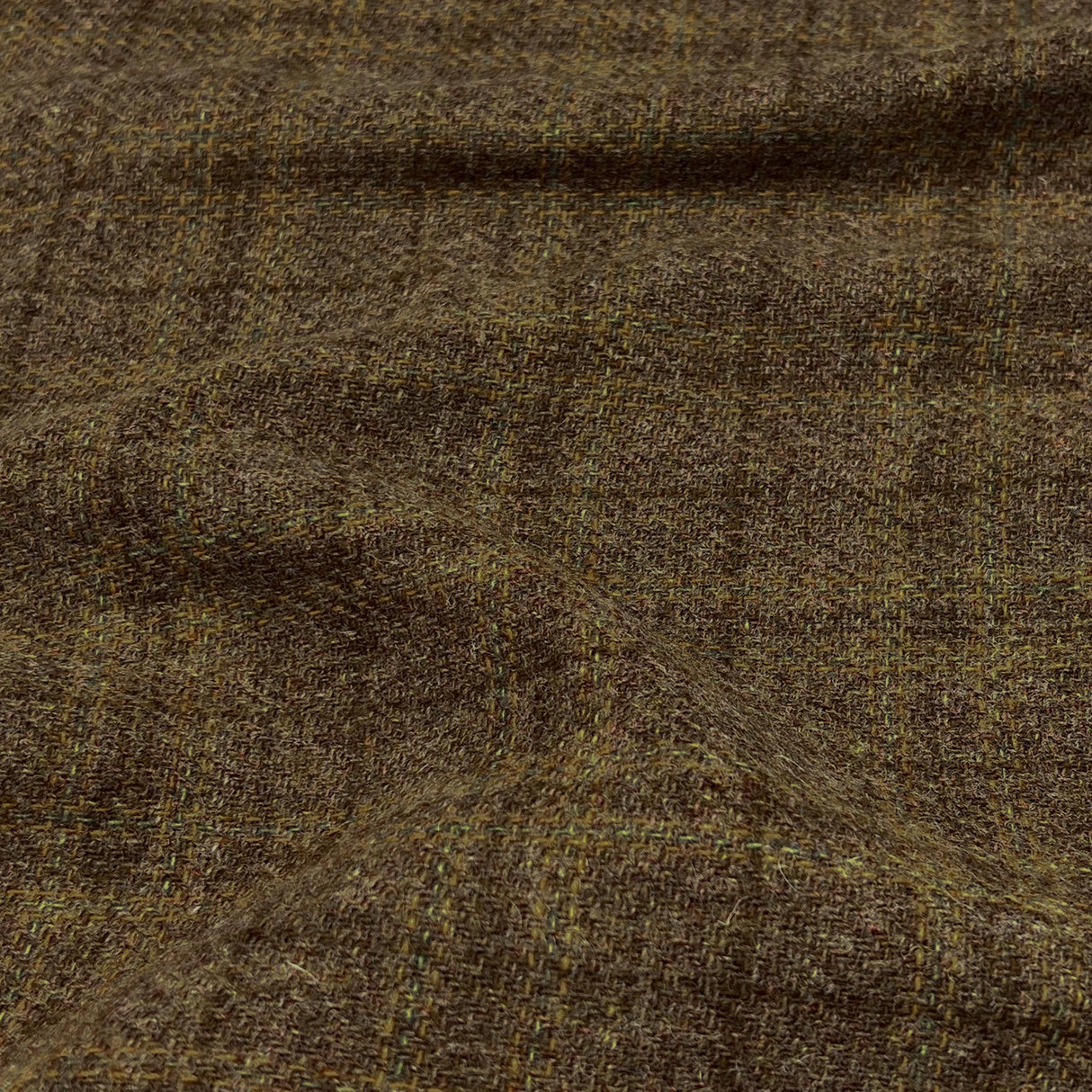 Brown/Yellow/Green Wool Tweed Fabric - Brown/Yellow/Green Tweed, 60" Width