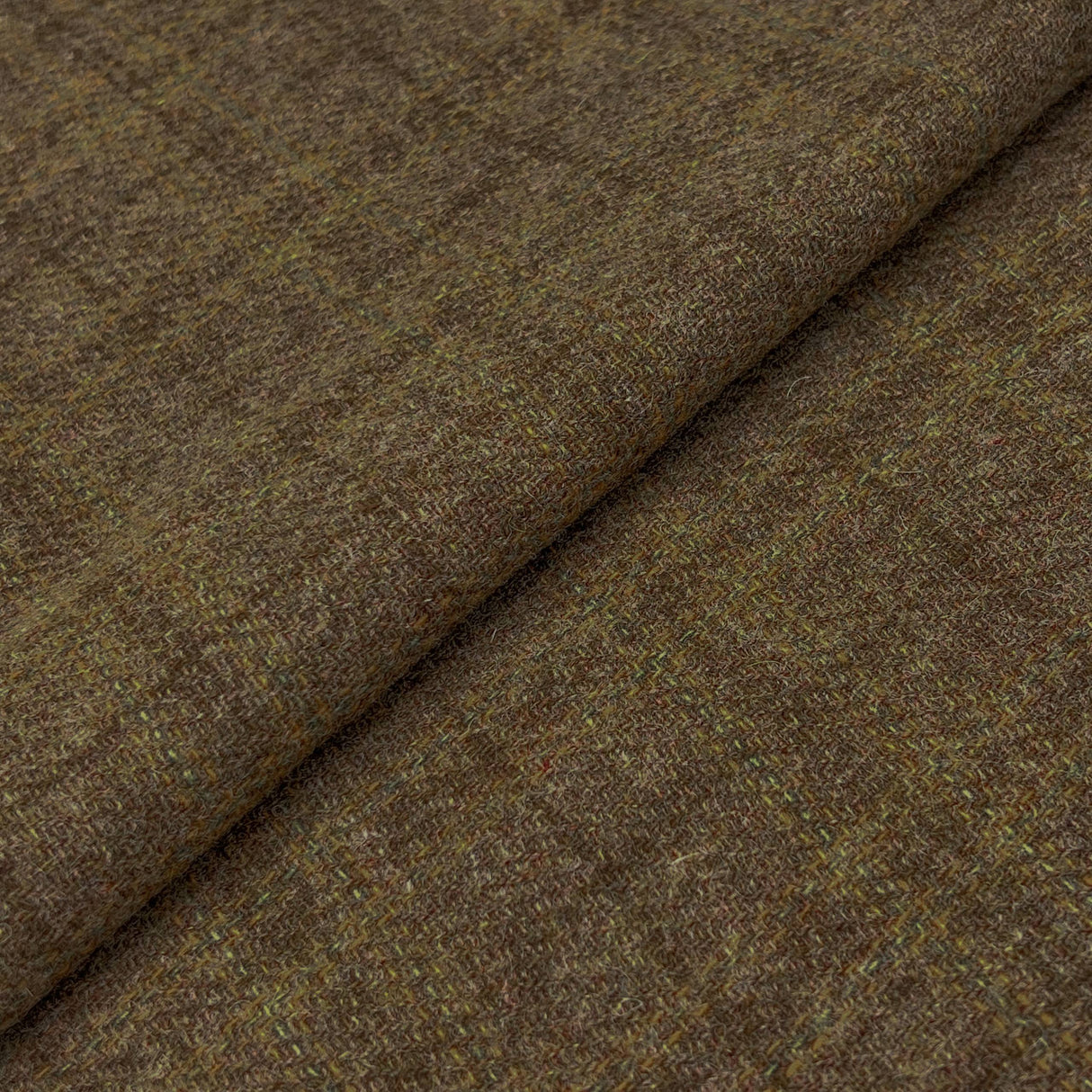 Brown/Yellow/Green Wool Tweed Fabric - Brown/Yellow/Green Tweed, 60" Width