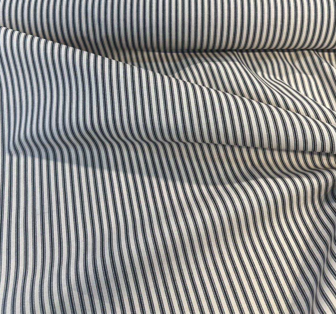 Waverly Timeless Ticking Cotton Fabric - Black Striped, 54" Width (1 Yard)