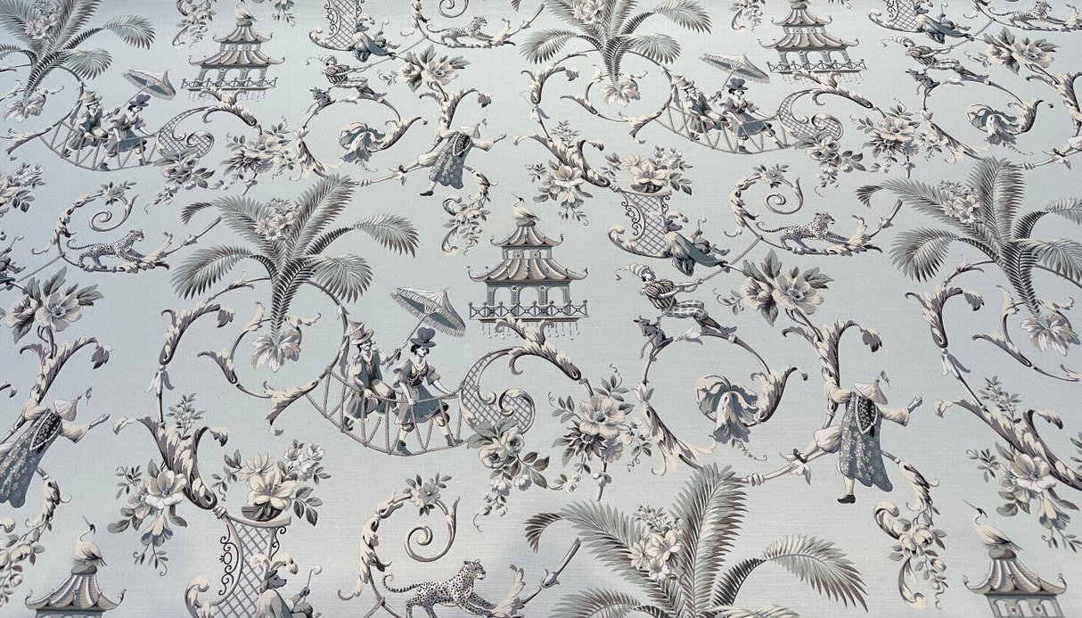 Waverly Mandarin Prose Cotton Fabric - Moonstone Chinoiserie Floral, 54" Width (1 Yard)