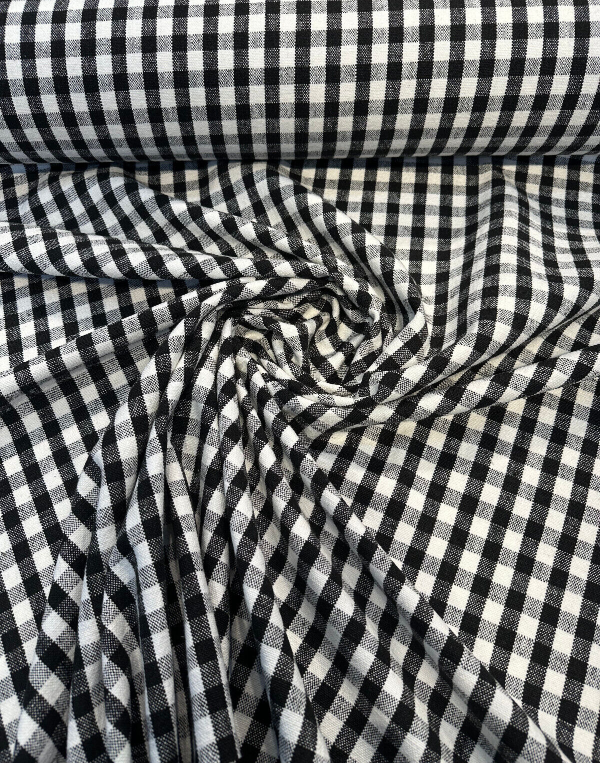 Logan Check Domino Linen Cotton Fabric - Black White Check, 54" Width (By The Yard)