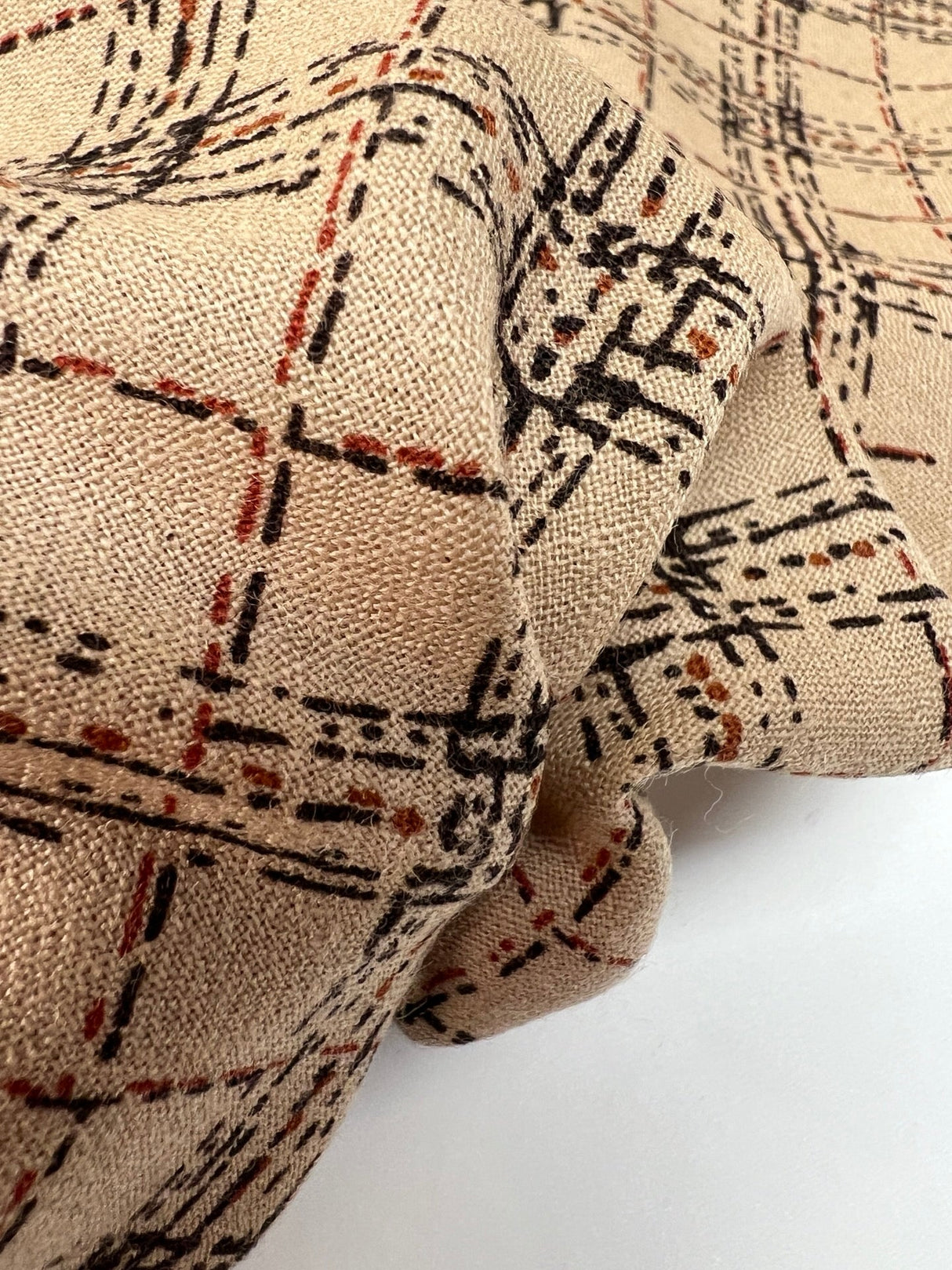 Wool Checked Printed Fabric