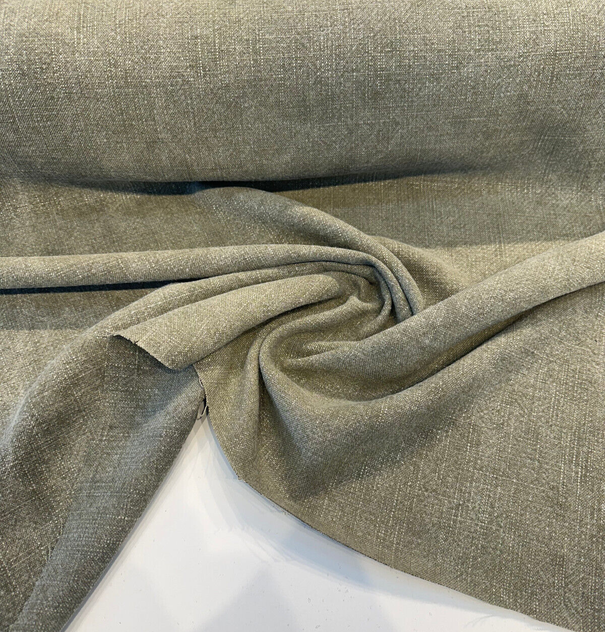 Belgian Linen Drifter Linen Fabric - Olive Green, Shabby Chic, 56" Width (By The Yard)