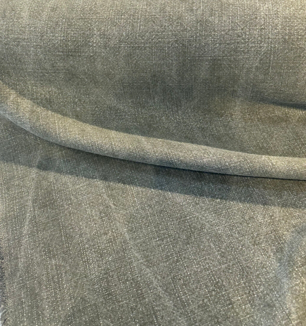 Belgian Linen Drifter Linen Fabric - Olive Green, Shabby Chic, 56" Width (By The Yard)