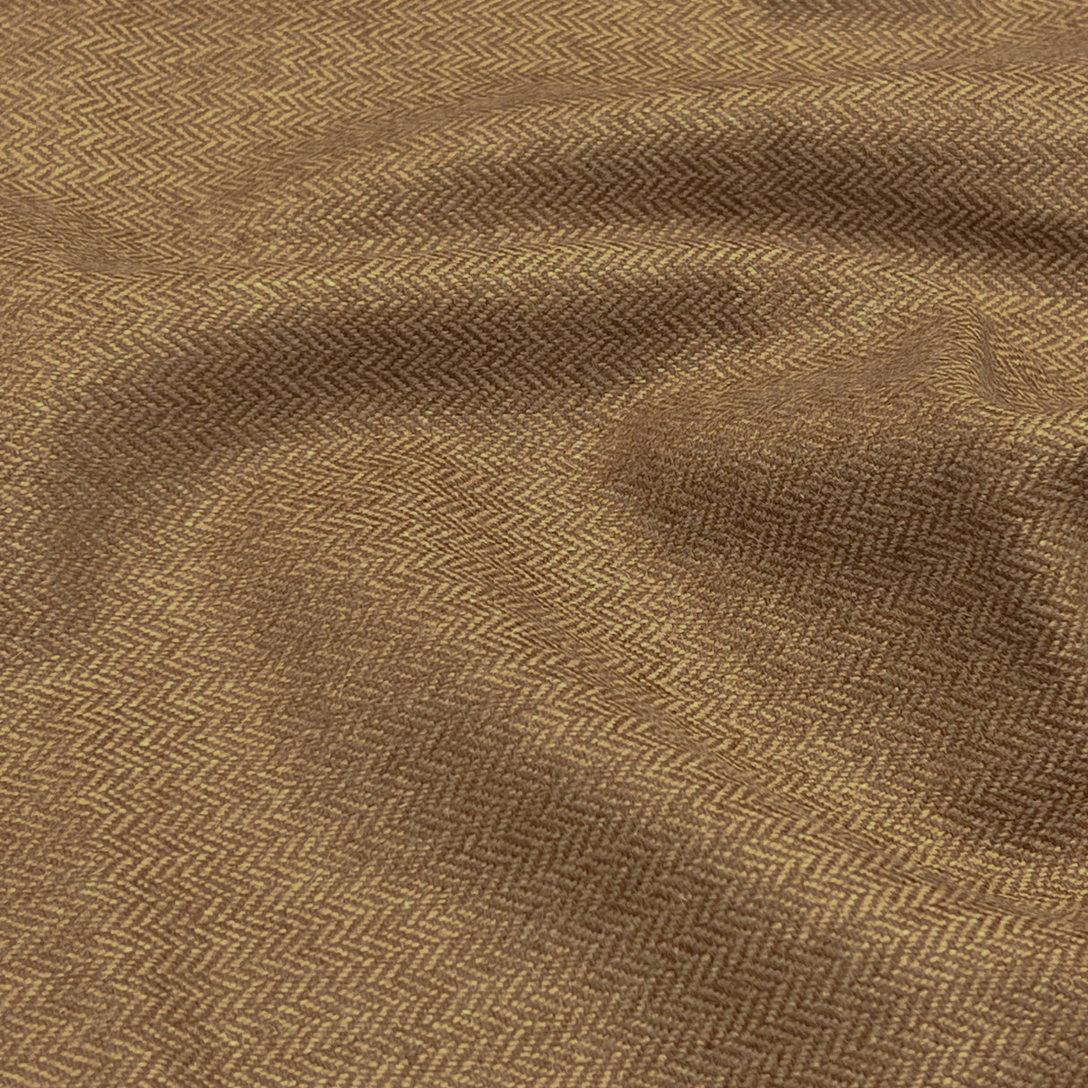 Light Brown Herringbone Cashmere Fabric - Light Brown Herringbone, 58/60" Width (1 Yard)