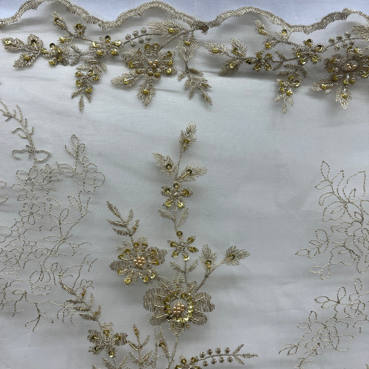 Beaded Floral Lace Mesh