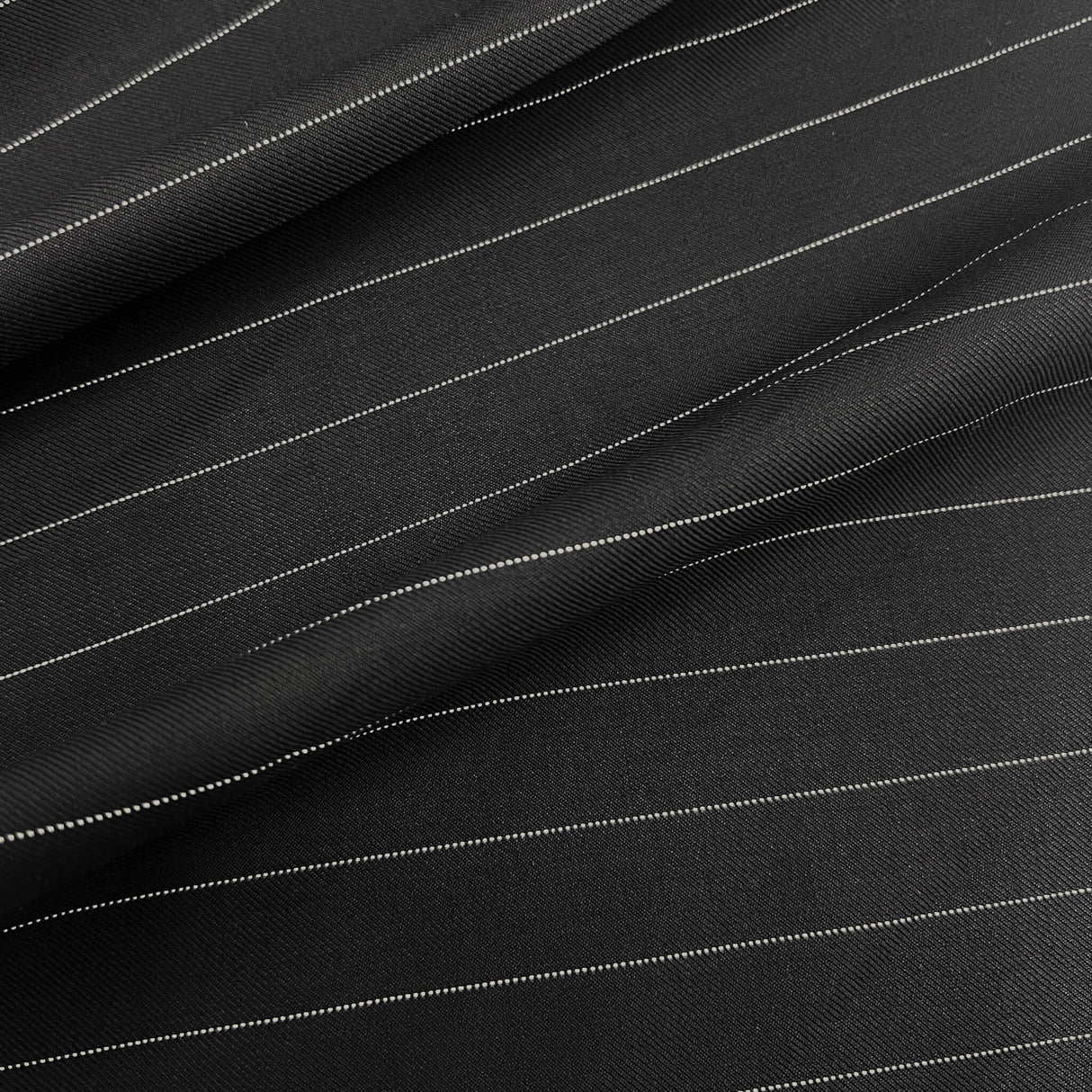Black Stripe Super 110S Merino Wool Fabric - Black Stripe, 58/60" Width