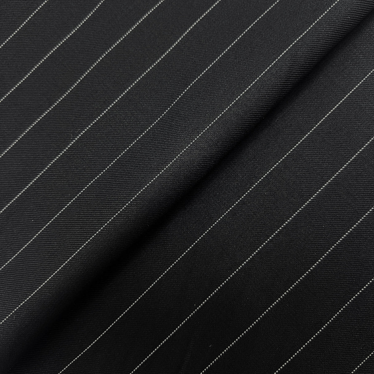 Black Stripe Super 110S Merino Wool Fabric - Black Stripe, 58/60" Width