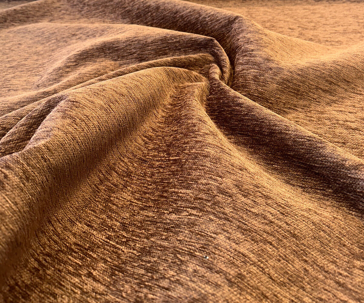 Pecan Heavy Chenille Backed Solid Upholstery Fabric - Pecan Brown, 56" Width (1 Yard)