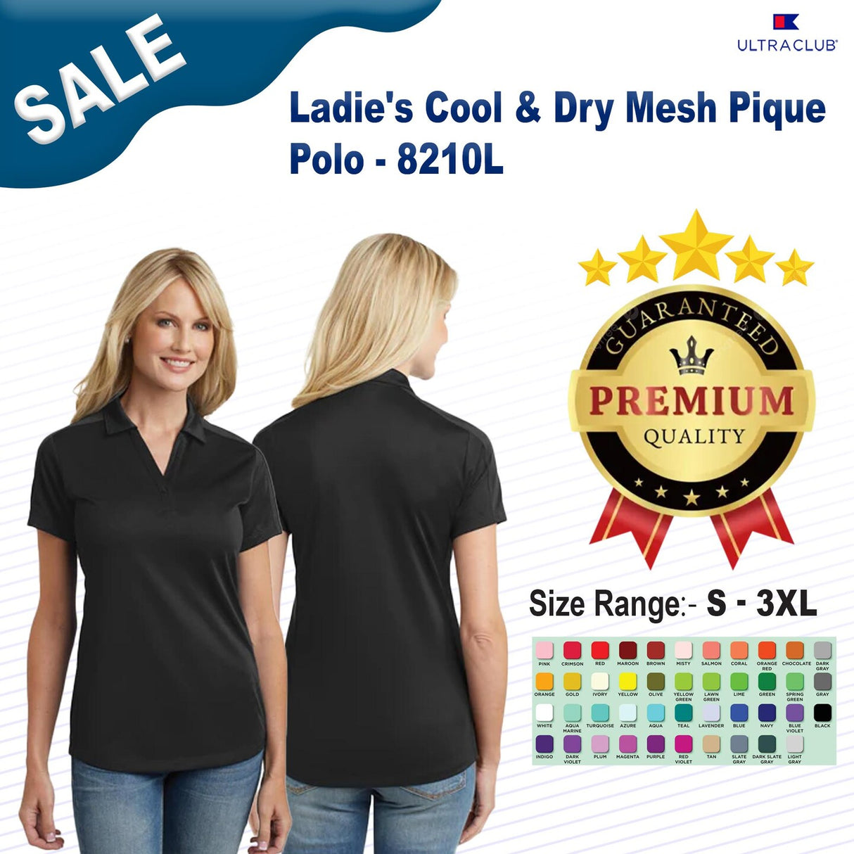 UltraClub® Ladies Cool & Dry Mesh Pique Polo
