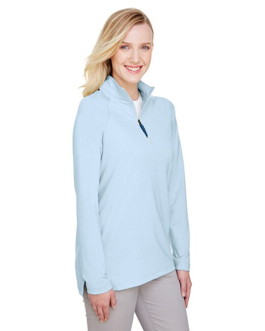 Devon & Jones® Ladies Clubhouse Micro-Stripe Quarter-Zip