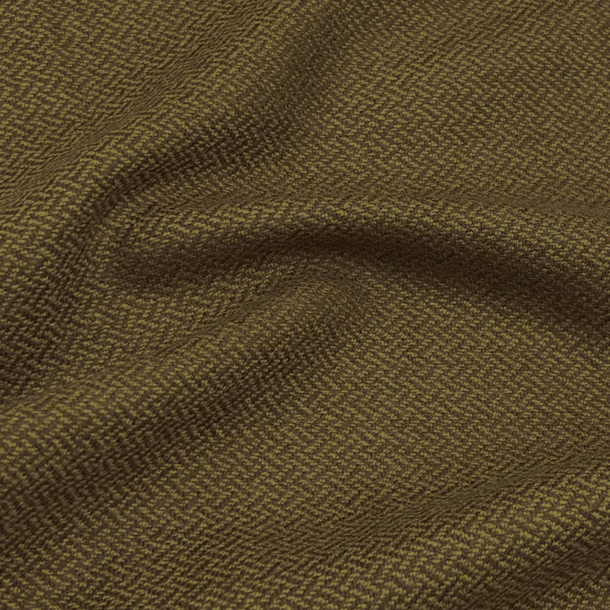 Olive Herringbone Silk/Wool Tweed Fabric - Olive Herringbone, Silk/Wool Blend Fabric
