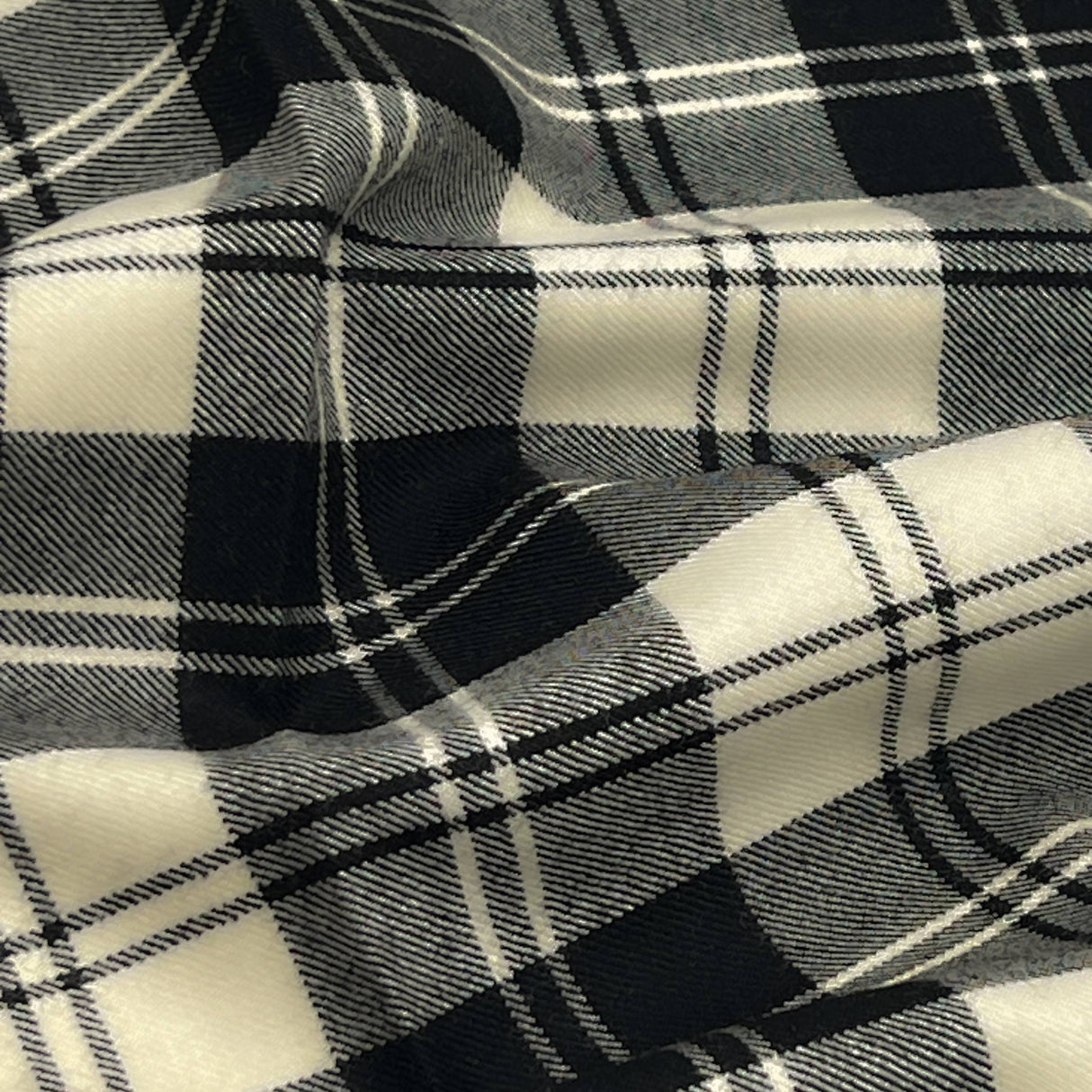 Black White Wool Tartan Fabric - 100 Percent Wool Fabric, Black And White Tartan Plaid (1 Yard)