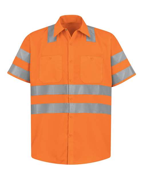 Red Kap Men's High Visibility Safety Short Sleeve Work Shirt