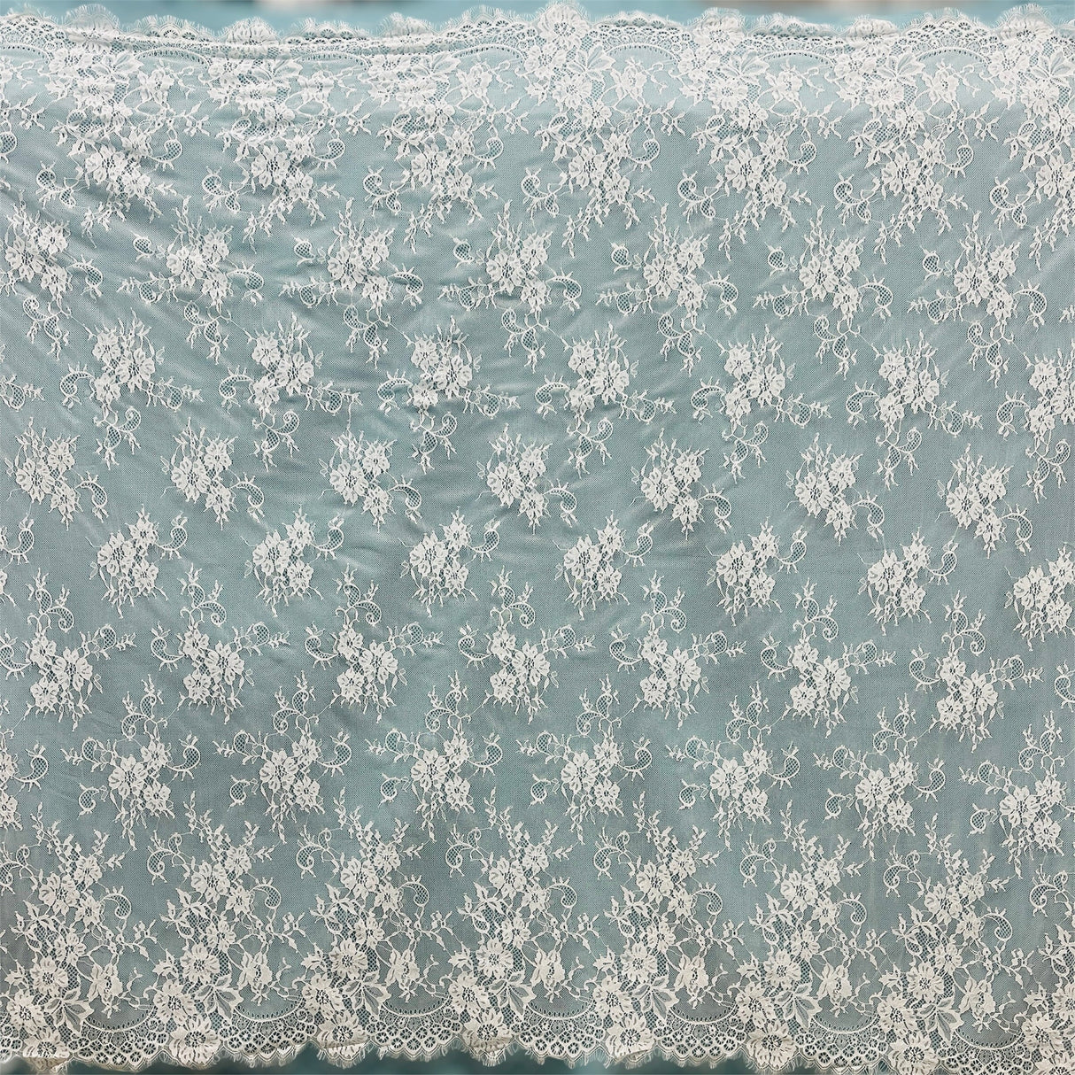 Embroidered Chantilly Lace with Eyelash Scallop