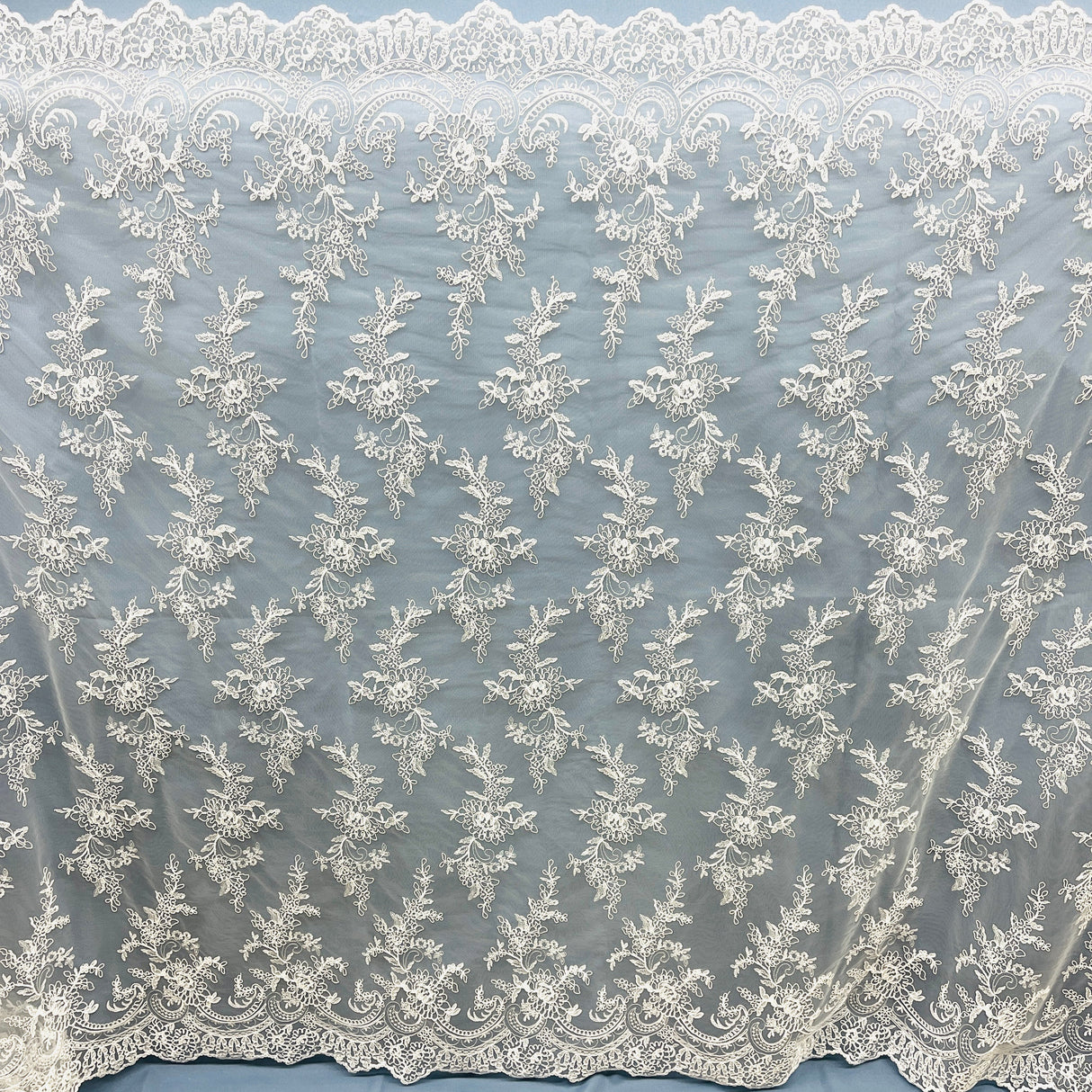 Embroidered Mesh Corded Bridal Lace