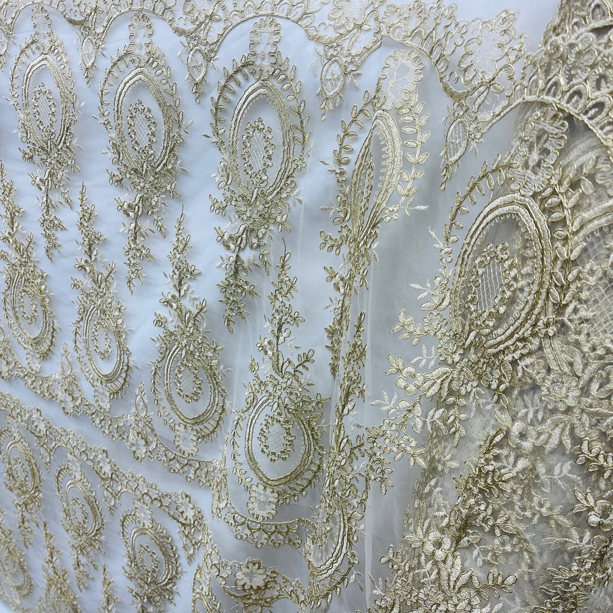 Corded Bridal Lace Fabric 100% Polyester Net Mesh 48" Wide