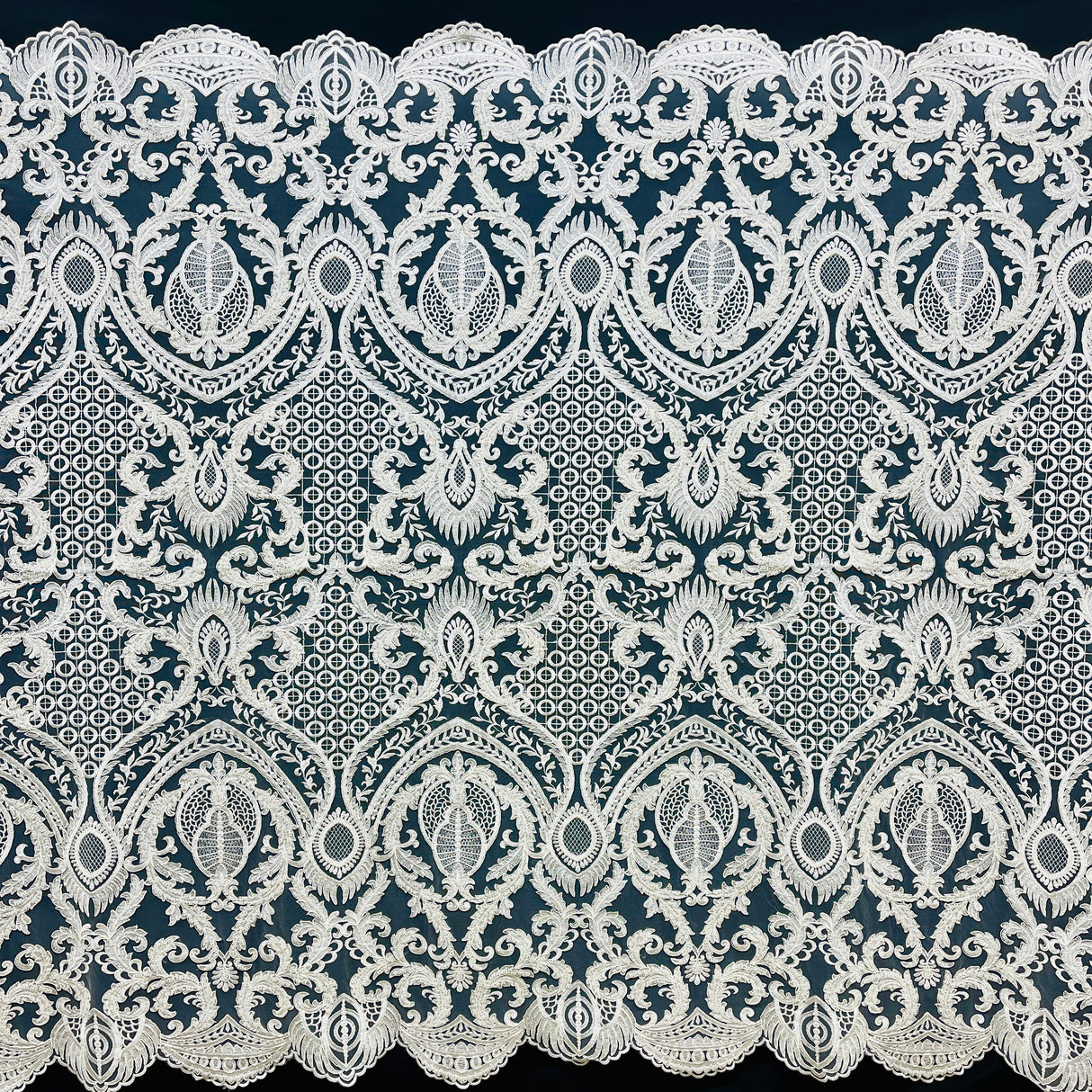 Beaded Corded Bridal Lace Dark Ivory