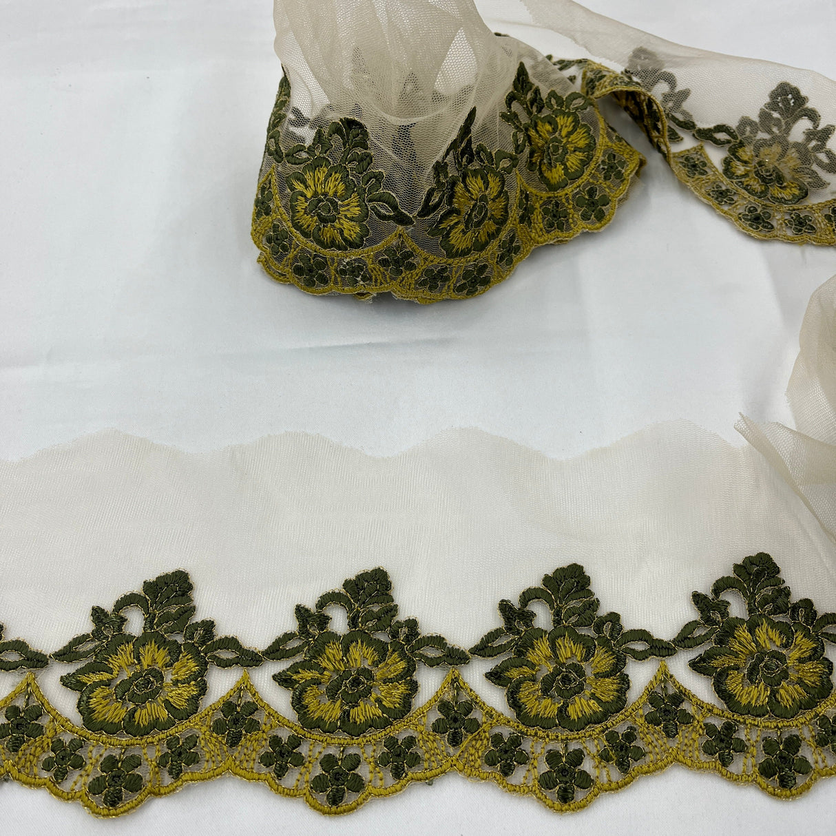 Floral Embroidered Mesh Lace Trim