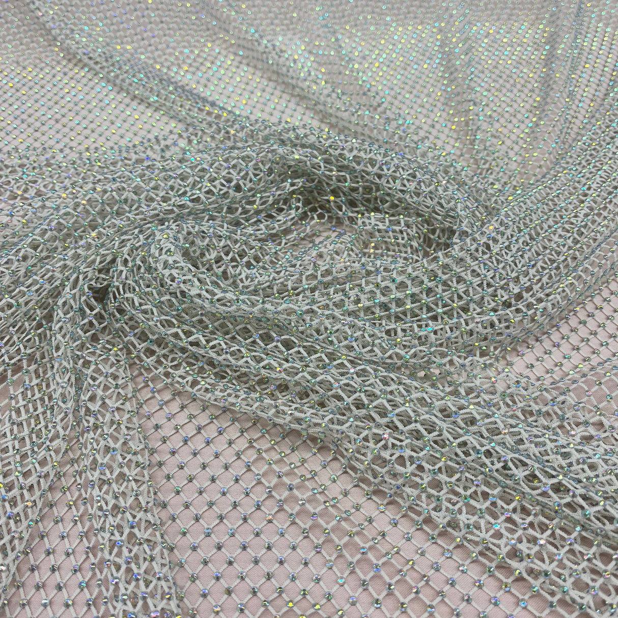 1 Yard Diamond Fishnet Fabric Stretch Lace, Soft Nylon Spandex Blend, 58" Width,