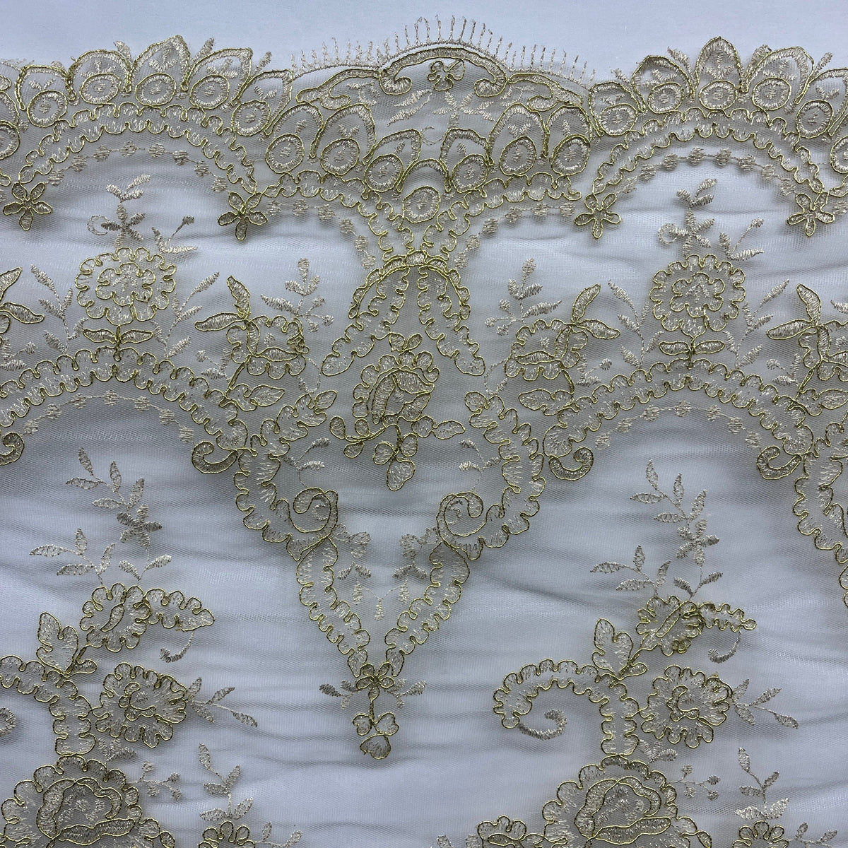 1 Yard 52" Wide Corded Bridal Lace Fabric Embroidered