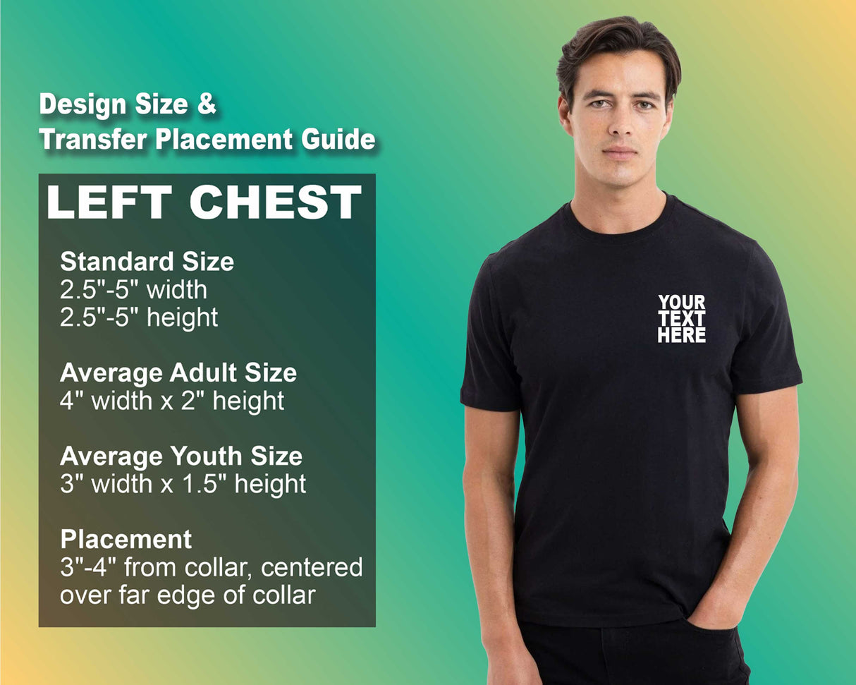 প্যাক: ১২টি দ্রুত কাস্টম ব্যবসায়িক টি-শার্ট - আপনার লোগো বা বার্তা প্রিন্ট করুন (বাম বুক - কালো)