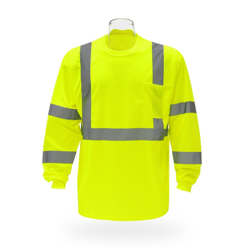 High Visibility Long Sleeve Safety T-Shirt 10 Pack - 2” wide - 100% Polyester