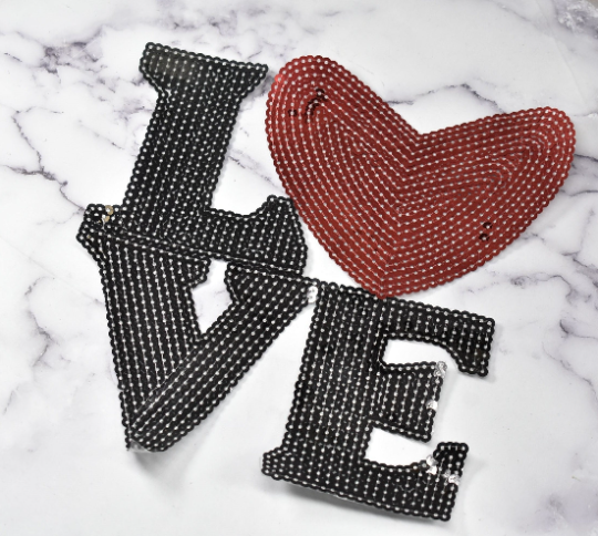 Sequined Applique Patch LOVE Heart Red 7x8