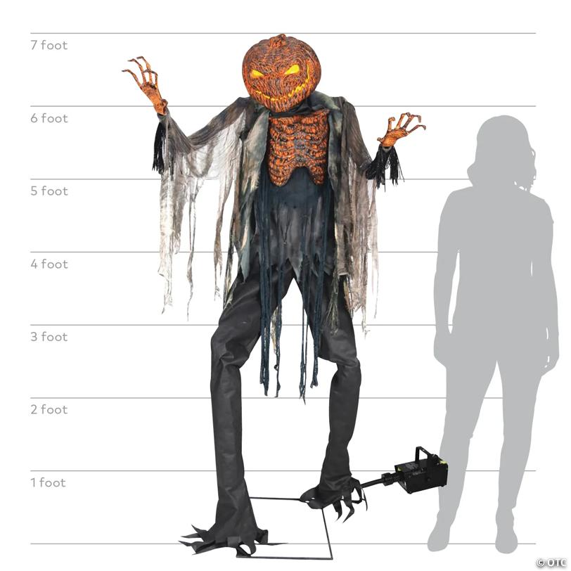 7 Ft. x 3 Ft. Animated Scorched Scarecrow with Fog Machine Decoration