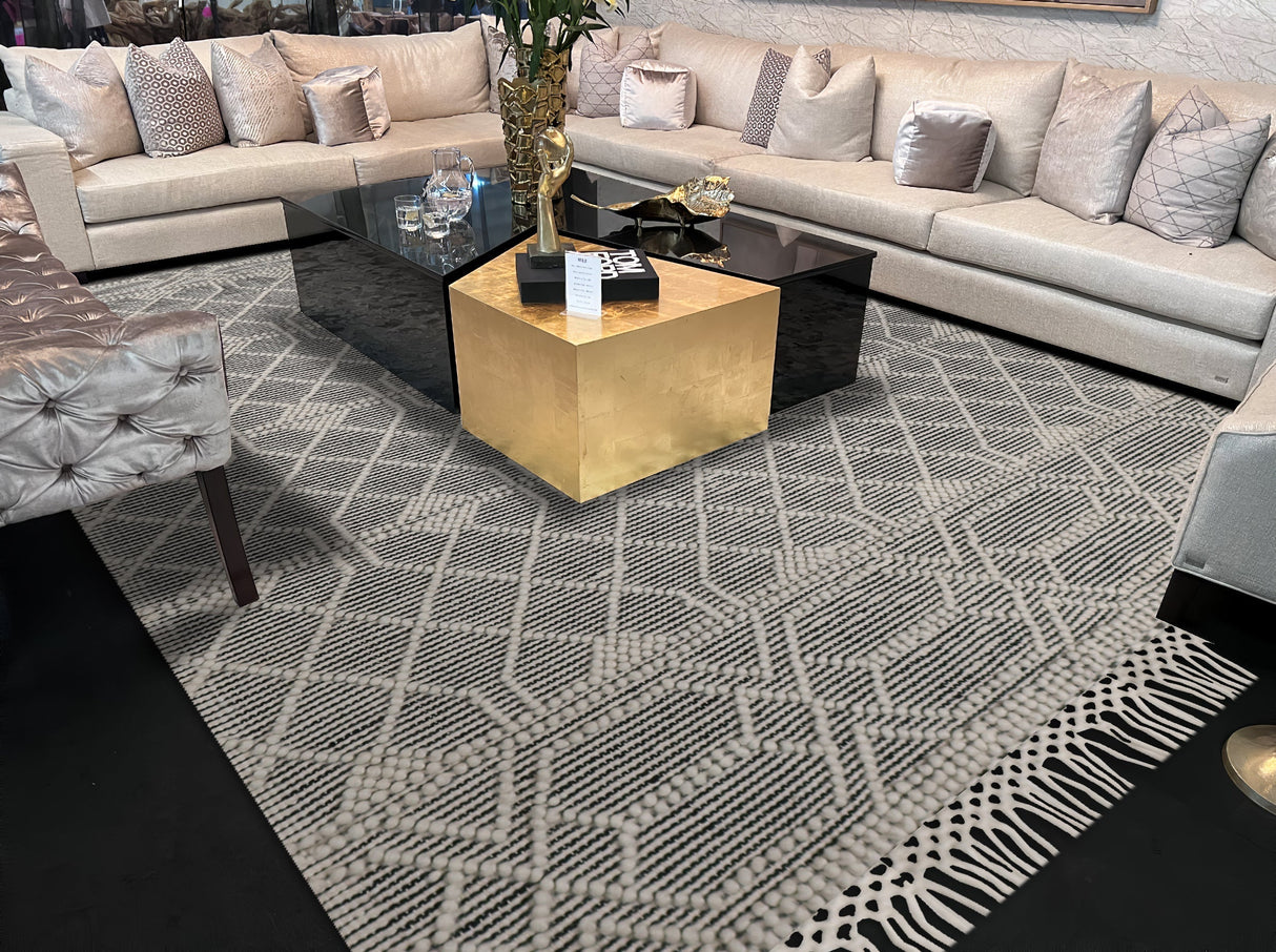 Noor Rug Collection Wool Blend Fabric - Bohemian Textured, Natural Colors, 9' X 12' (1 Piece)