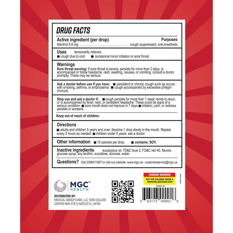 Cherry Cough Drops 30ct MGC Health Lozenges