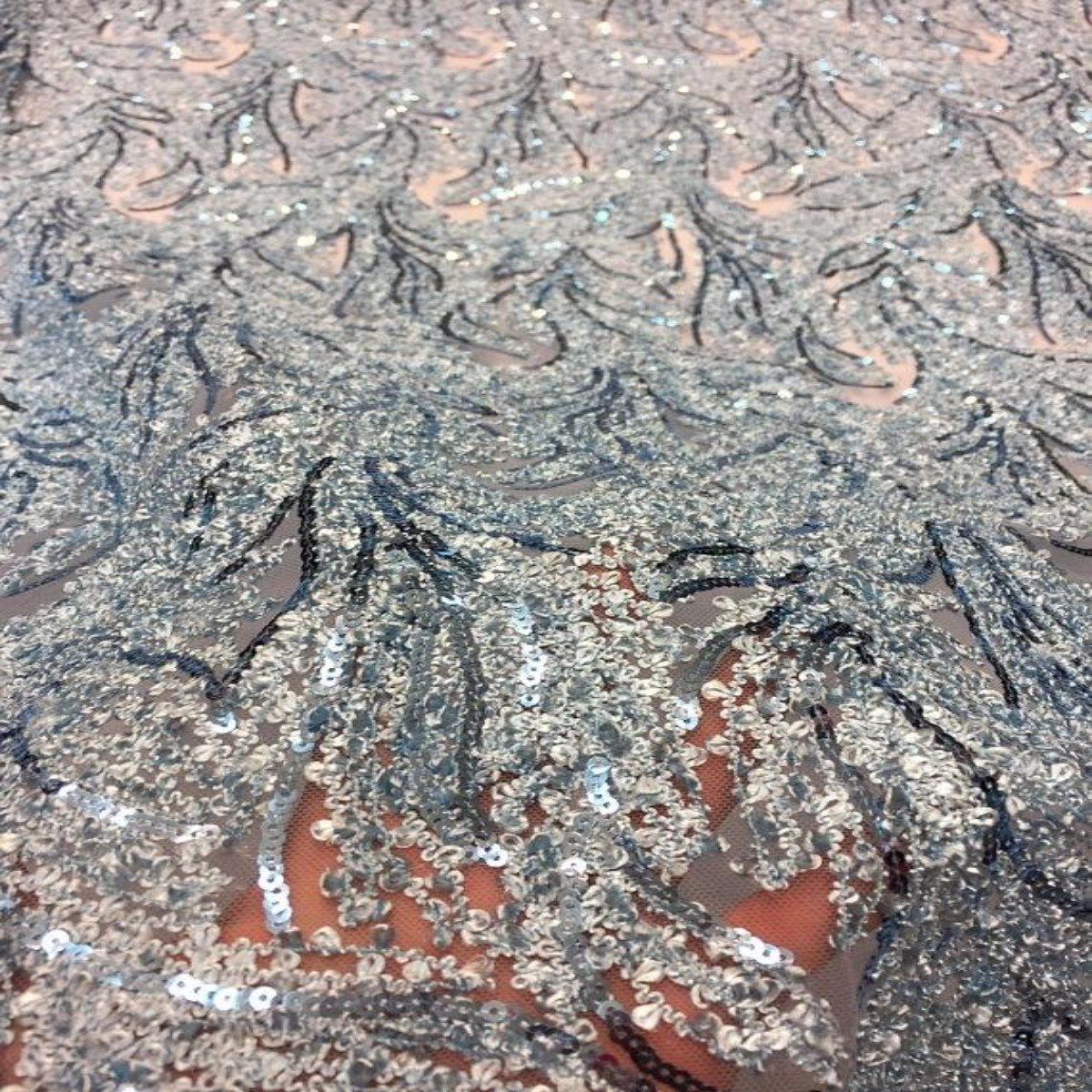 Floral Sequin Lace Fabric 52" Wide Polyester