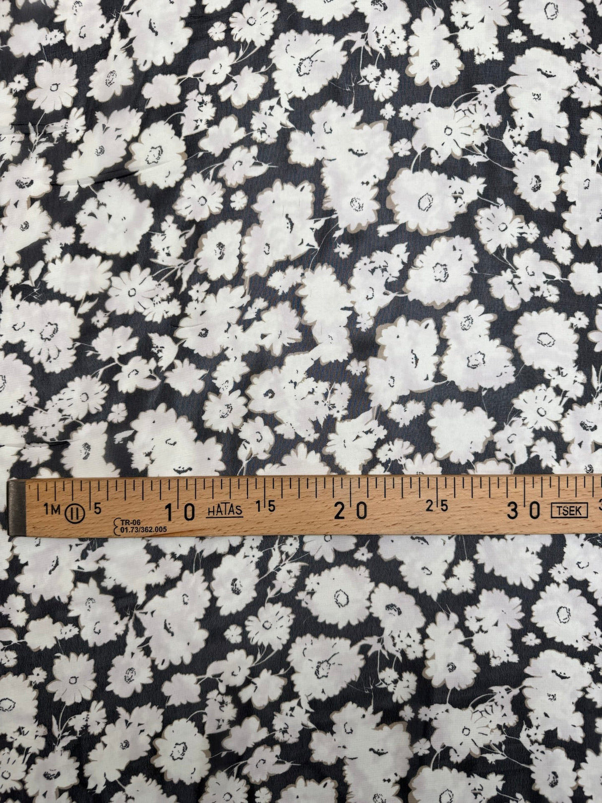 Polyester Chiffon Floral Print Beige Black