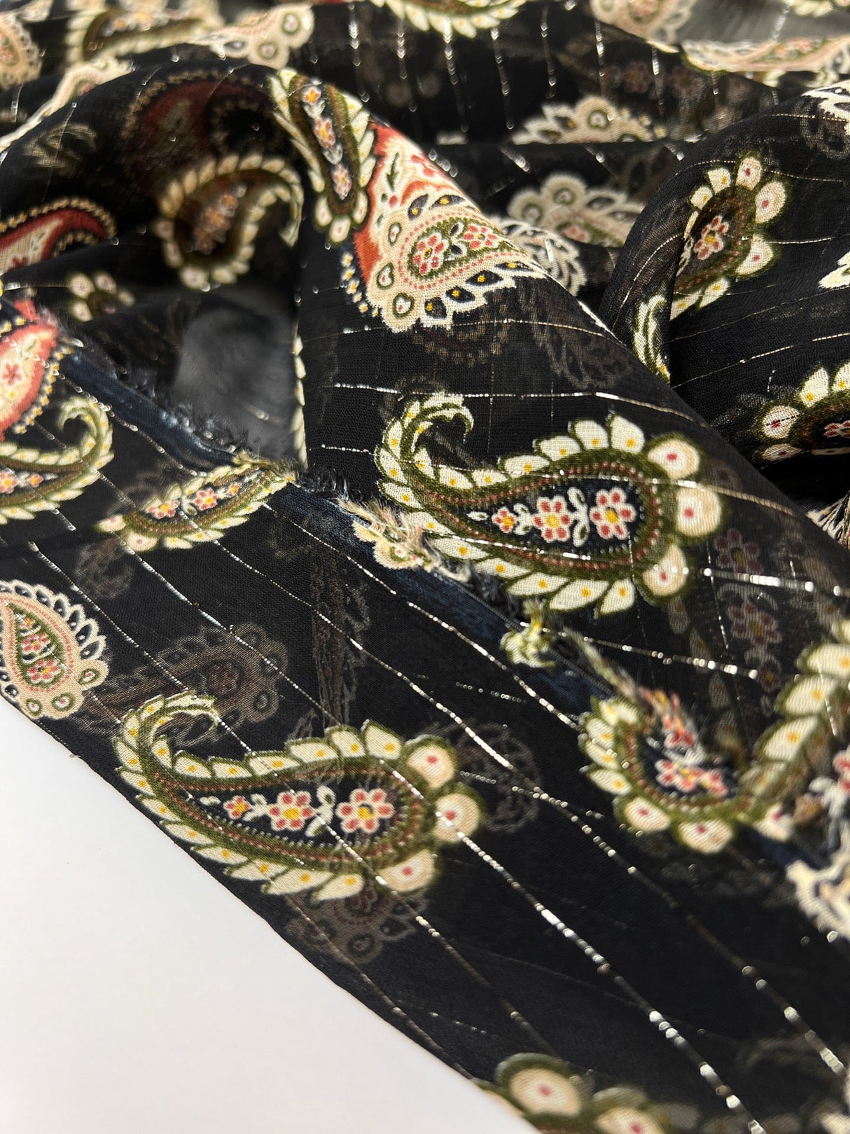 Polyester Lurex Chiffon Printed Green Black