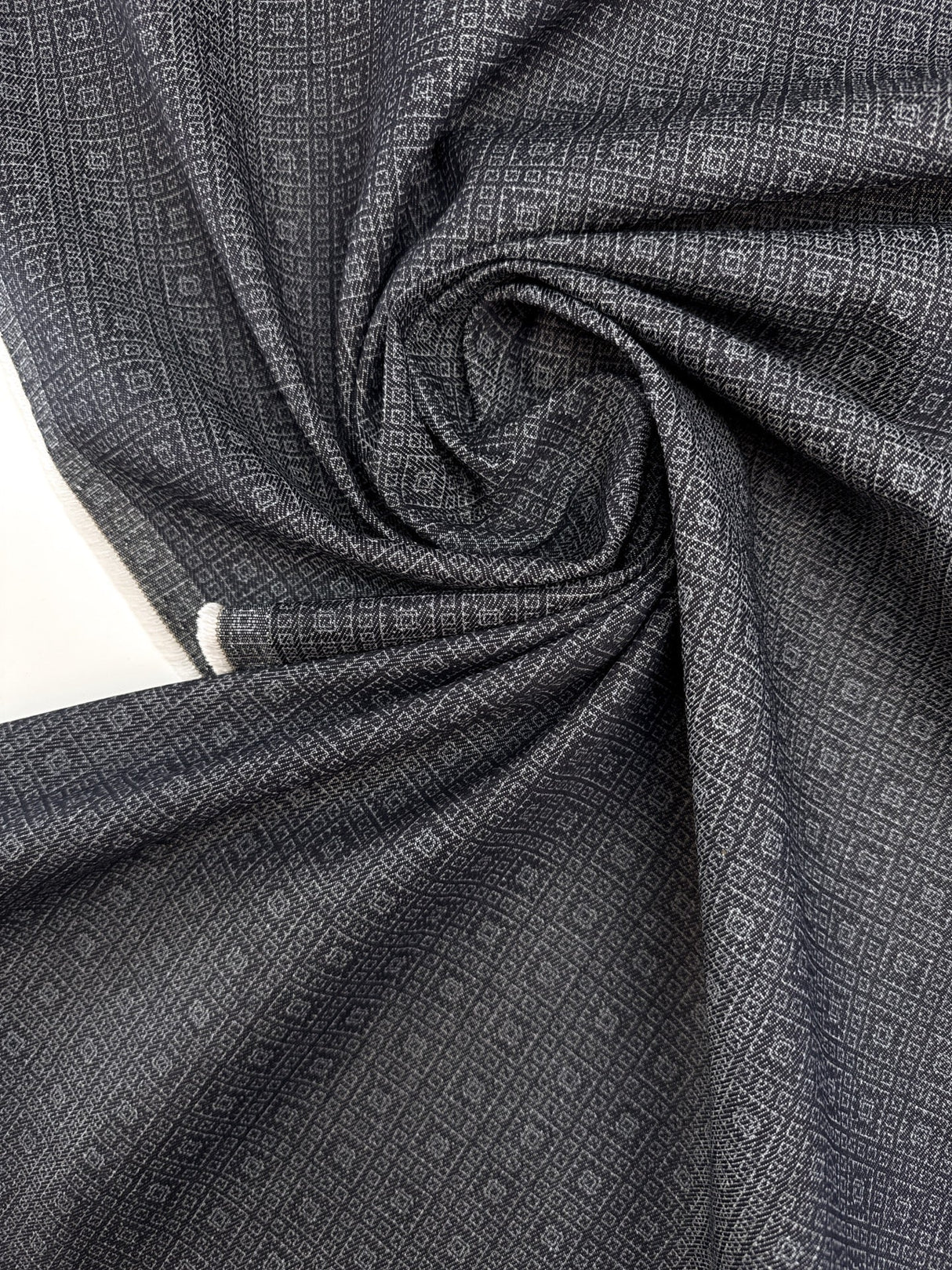 Cotton Denim Geometric Blue
