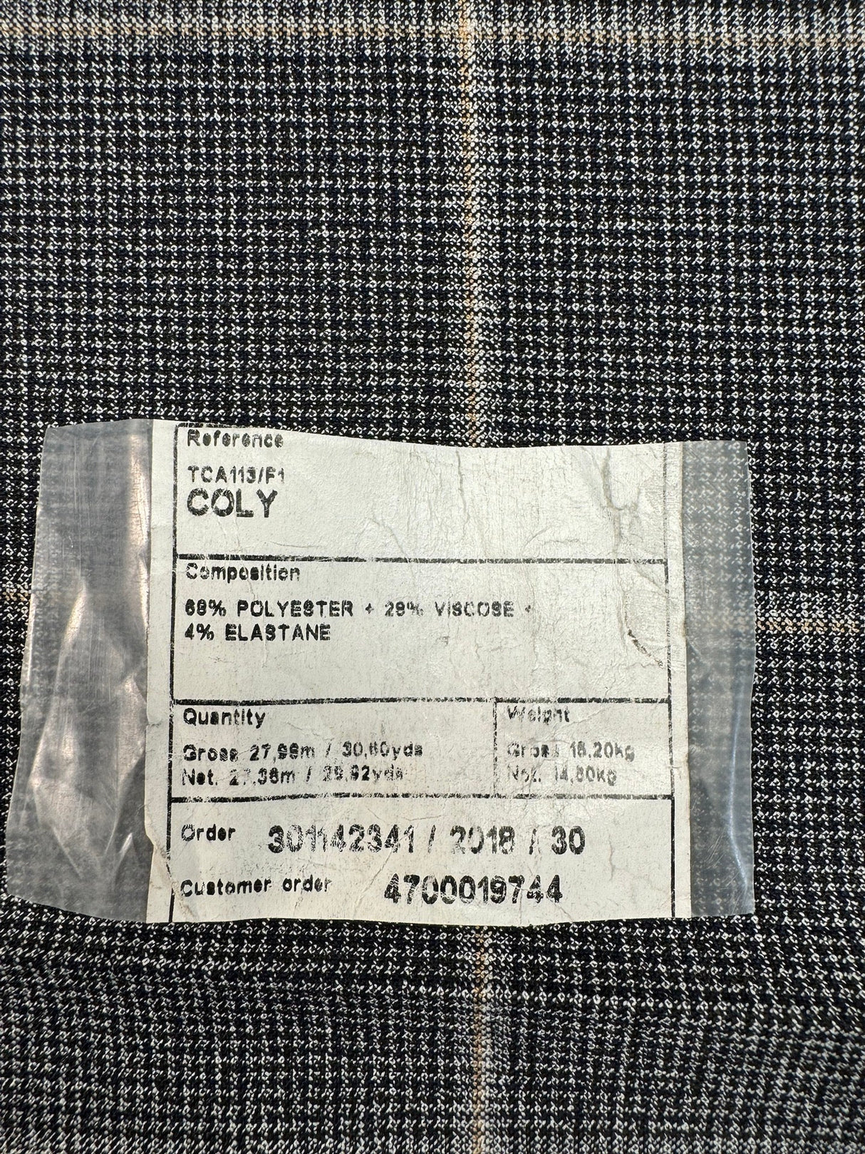 Polyester Viscose Elastane Checked Knit Gray Beige Blue