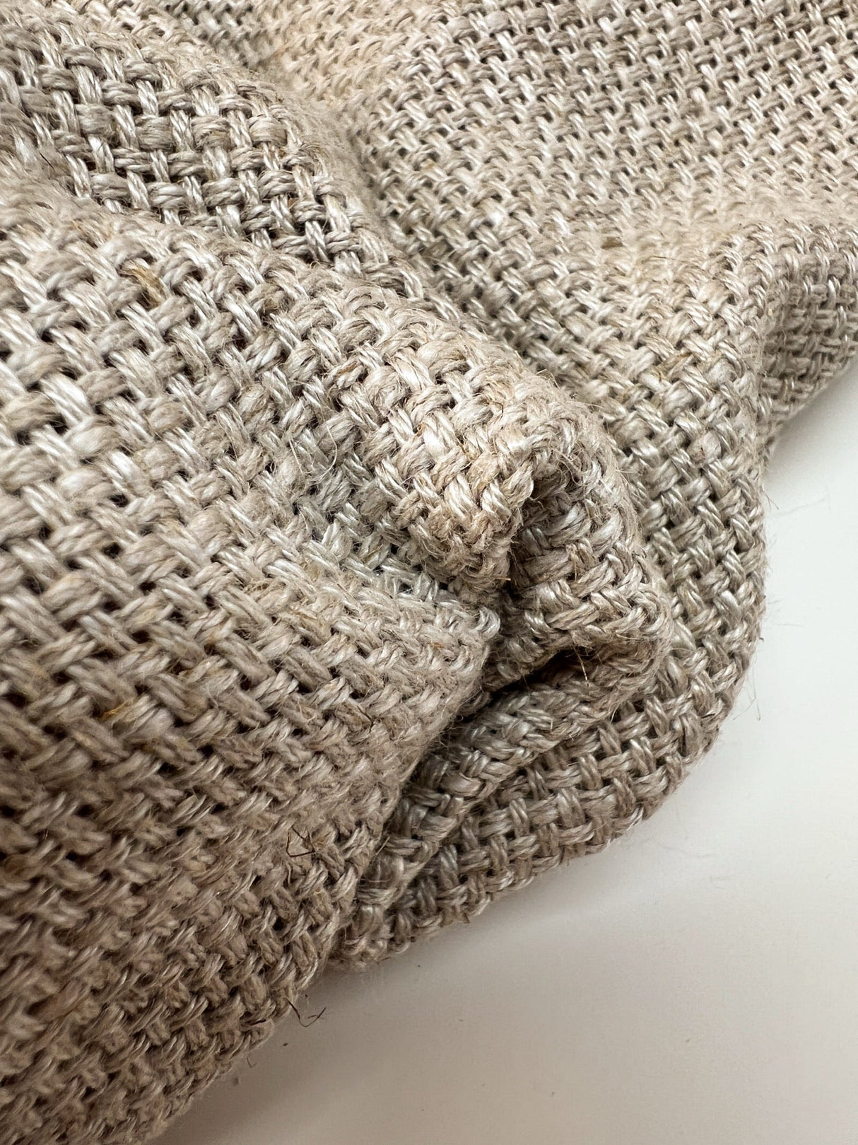 Linen Basket Weave Fabric Beige