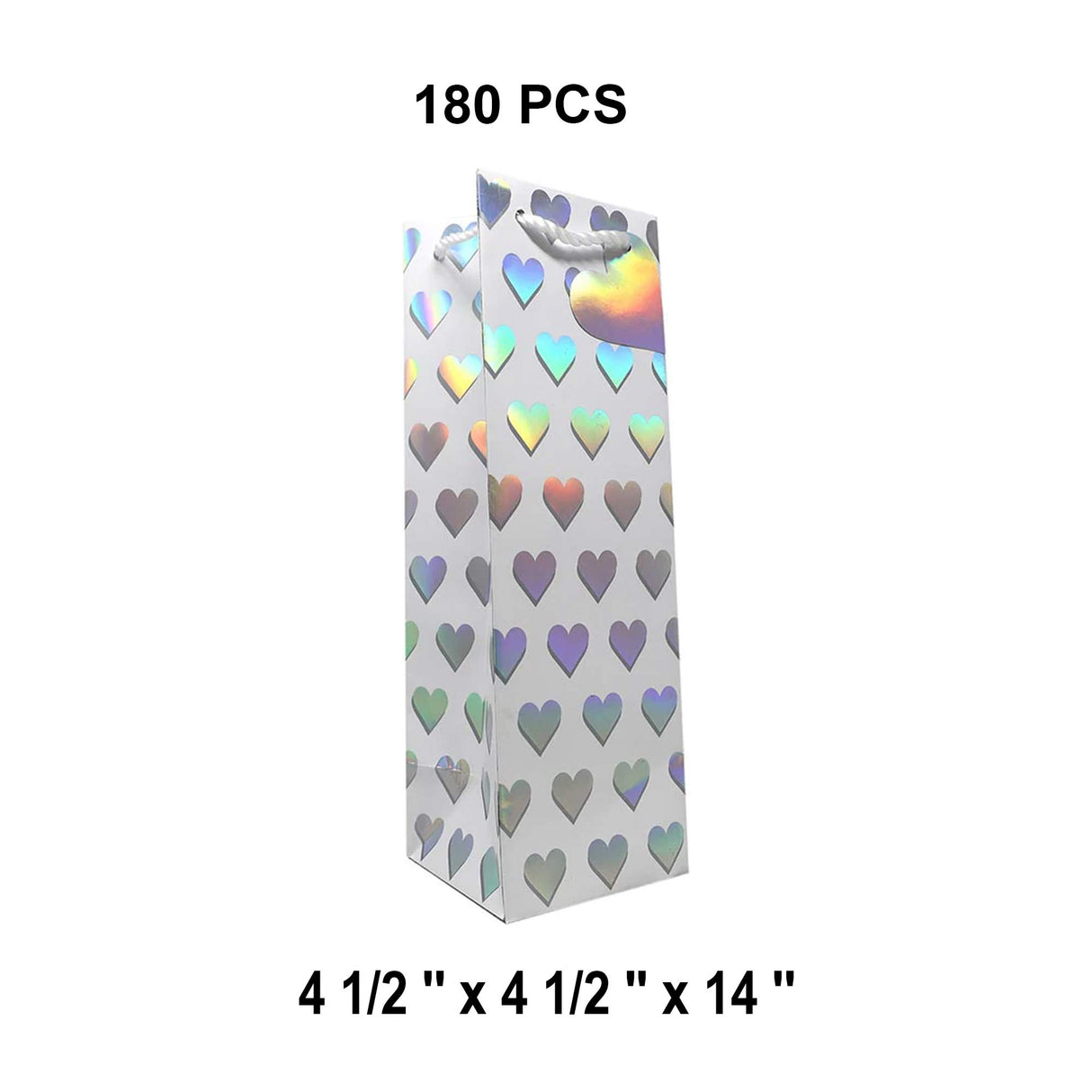 Patterned Wine Gift Bags   4 1/2" X 4 1/2" X 14"  True Love - 60 EACH