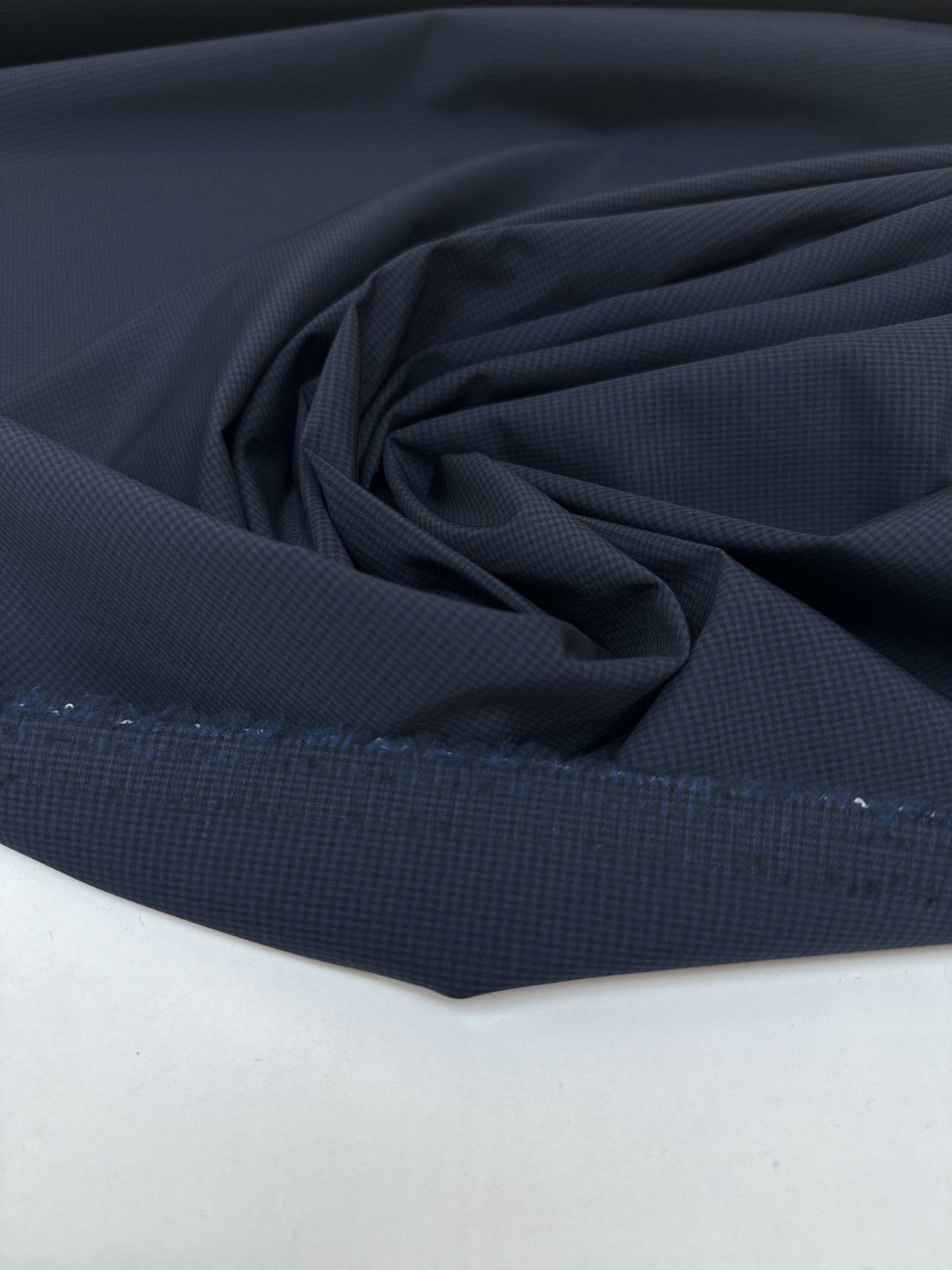 Virgin Wool Suit Fabric Checked Blue Black