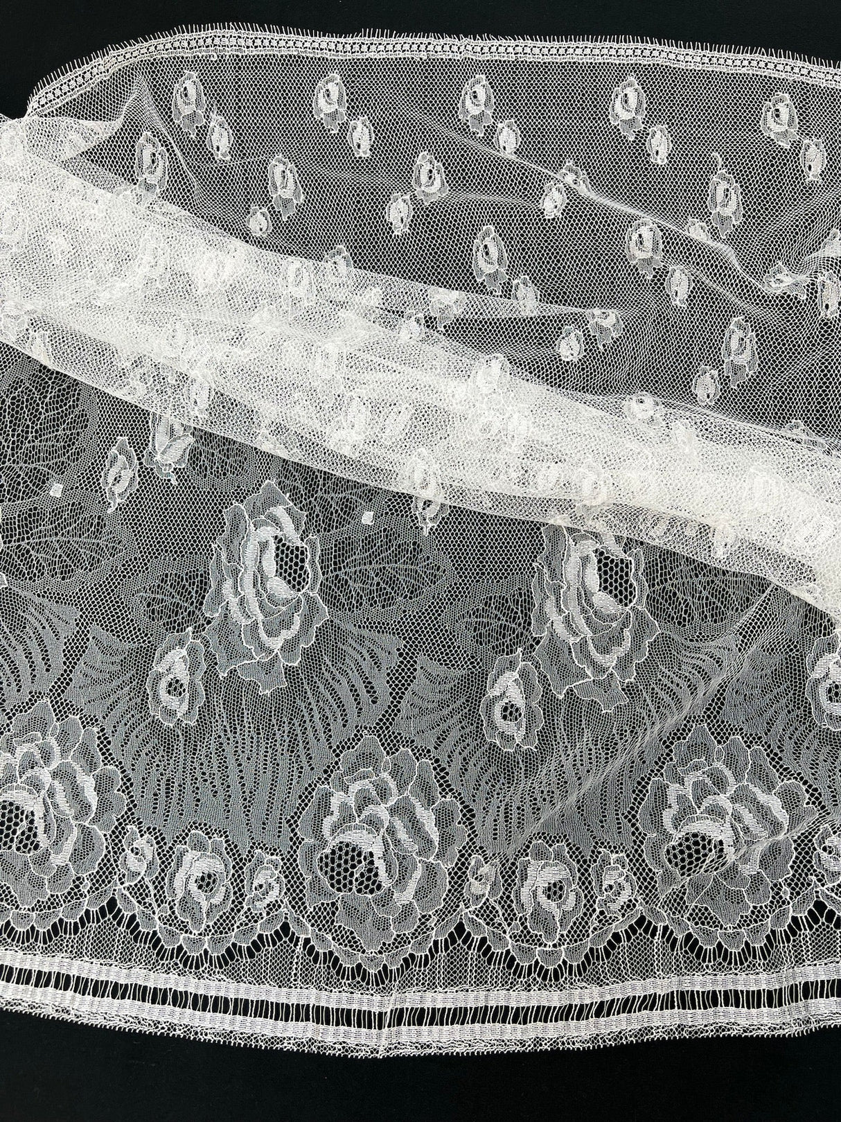 Viscose Cotton Lace Floral White