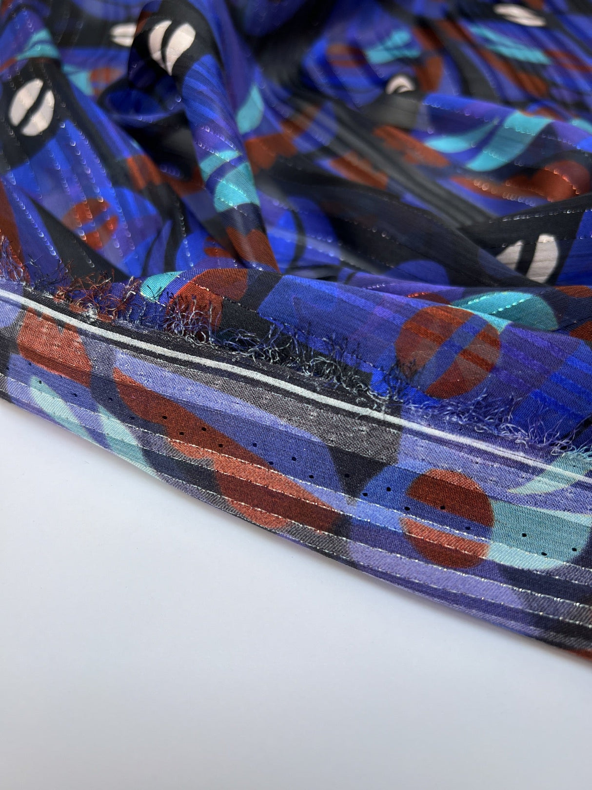 Polyester Lurex Chiffon Printed Multicolour Stripes
