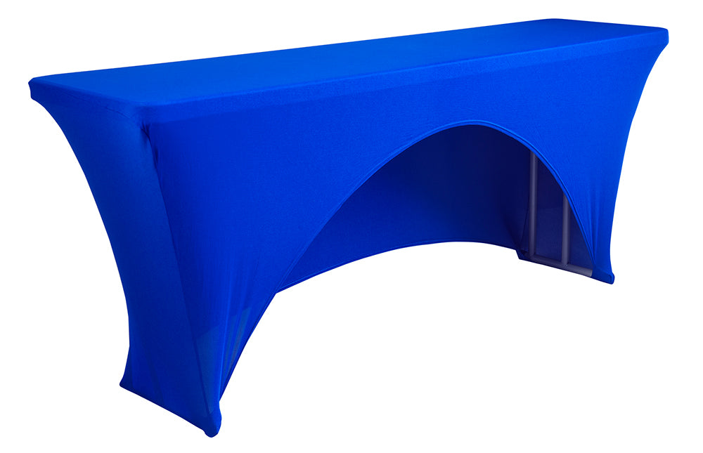 Open Back Spandex Table Cover 8 ft x 18 in Royal Blue