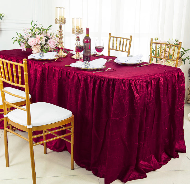 Ruffled Fitted Crushed Taffeta Tablecloth With Skirt