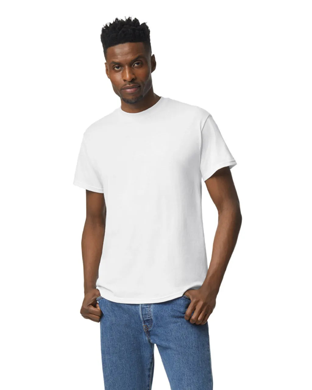 Gildan 8000 DryBlend Cotton Poly Fabric - White, Moisture-Wicking, Classic Fit (1 Piece)