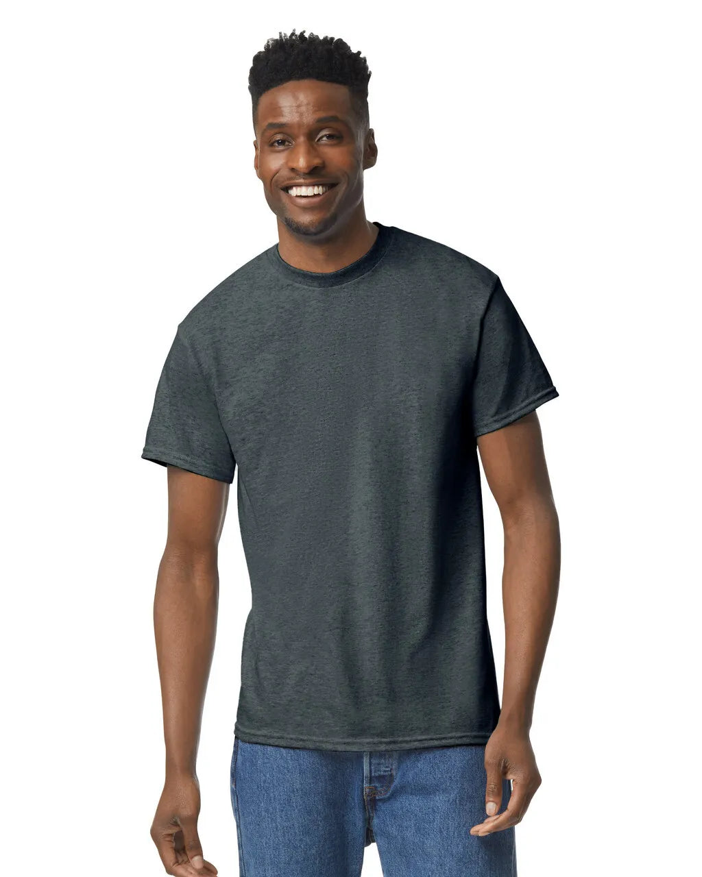 Gildan 8000 DryBlend Cotton Poly Fabric - Dark Heather, Moisture-Wicking, Classic Fit (1 Shirt)