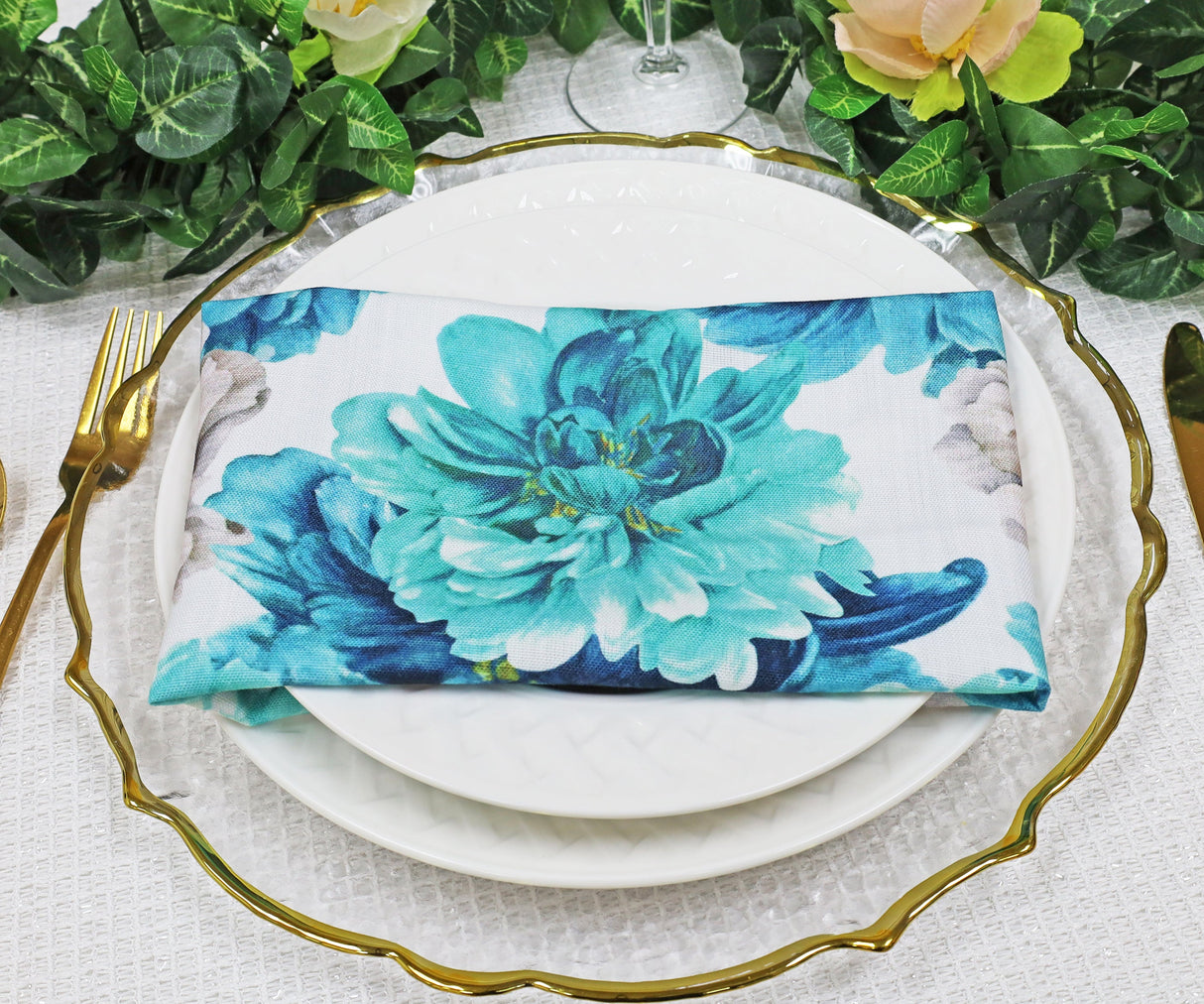Faux Linen Dinner Napkins Peony 20x20