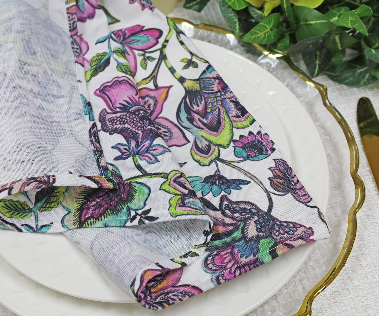 Faux Linen Dinner Napkin Sample 20x20 Italian Anemone
