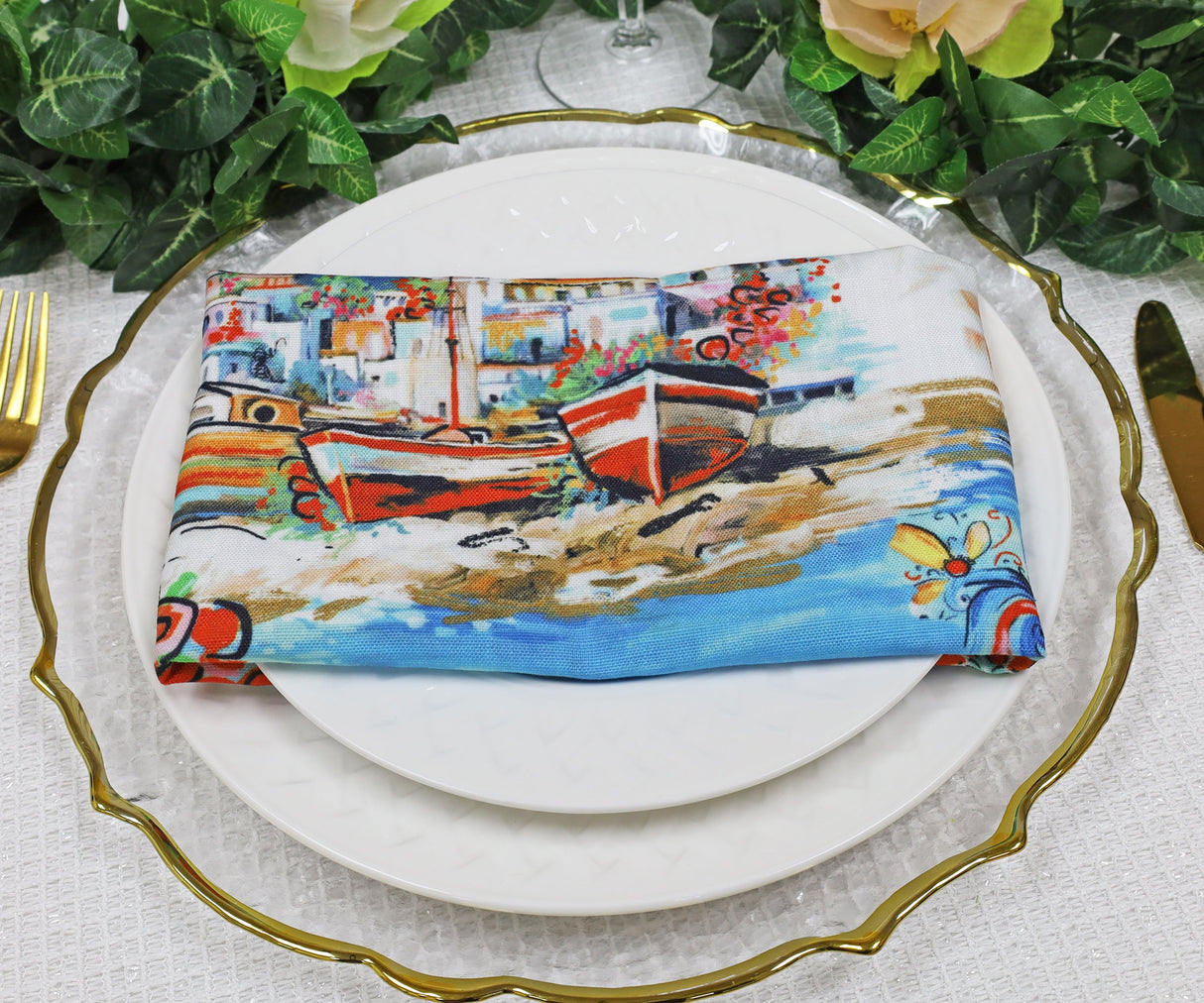 Faux Linen Dinner Napkins 20x20 Tuscany