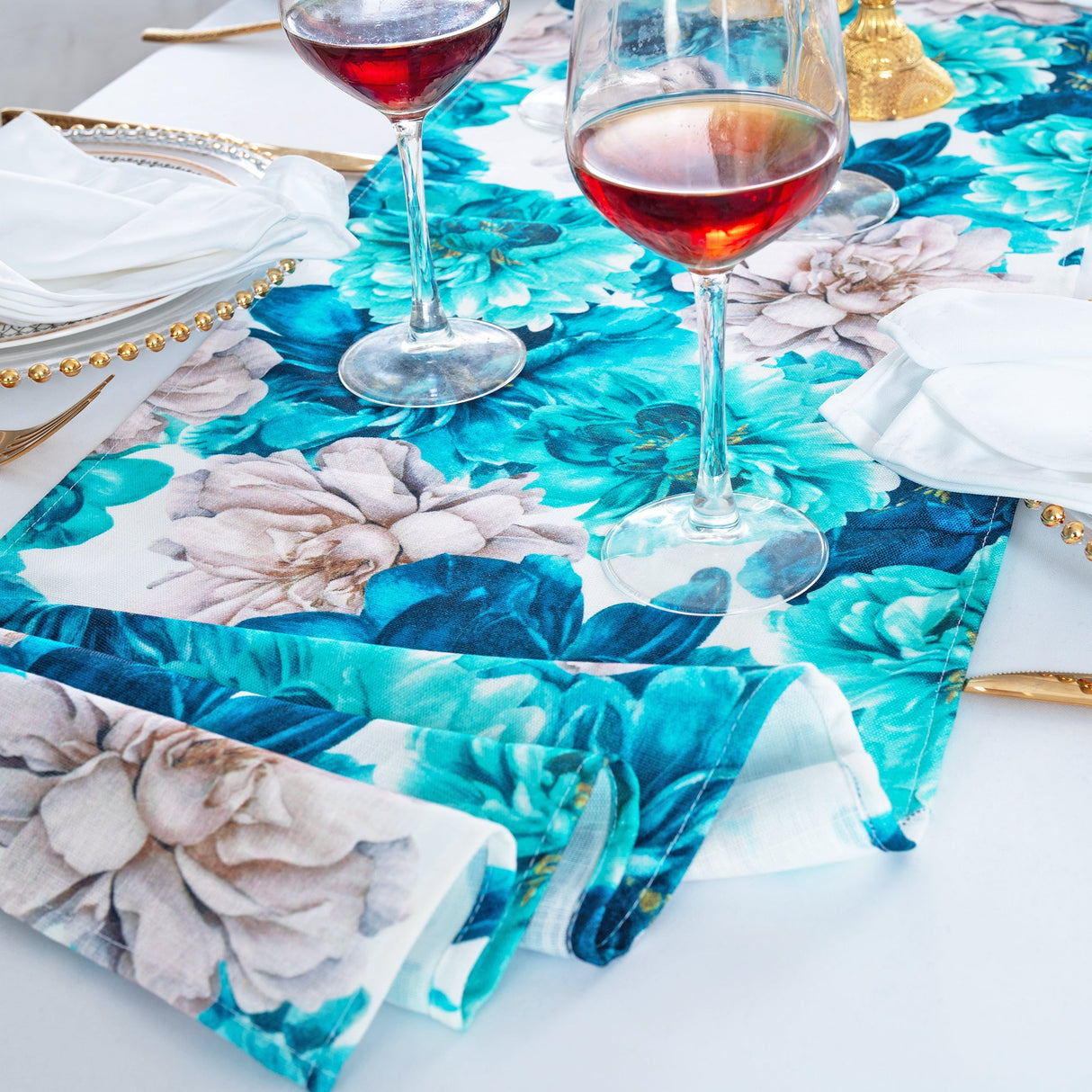 Faux Linen Table Runner 13x108 Peony
