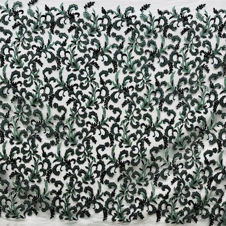 1 Yard Beaded Lace Fabric Embroidered 100 Percent Polyester Net Mesh 53 inch Width